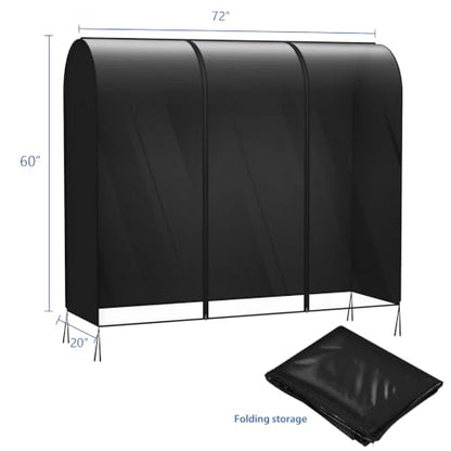 Zilink Extra Large Garment Rack Cover Clothes Rack Cover 72 in | Dustproof, Breathable, 2 Durable Zippers, Rack Cover for Garment Rack (Rack Not Included) - size: 72"L x 20"W x 60"H - Clear/Black