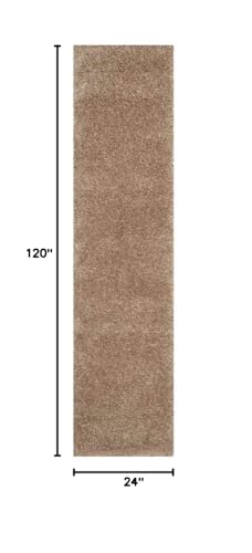 SAFAVIEH Milan Shag Collection Runner Rug - 2' x 10', Dark Beige, Solid Design, Non-Shedding & Easy to Clean, Plush Thick Pile, Ideal for Hallway, Foyer, Bedroom (SG180-1414) - color: Dark Beige, size: 2' x 10' (Runner)
