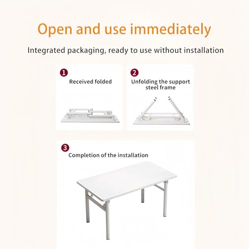 Small Folding Desk No Assembly,39.4 Inch Folding Computer Desk Small Foldable Table for Home Office. - color: Frame：white/Board：white, size: 39.4"*19.7"