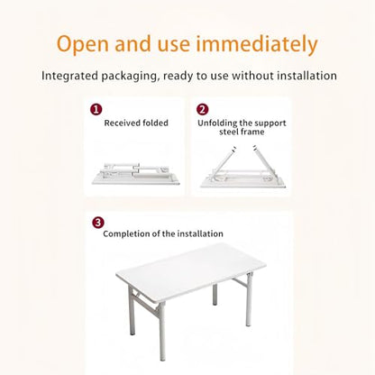Small Folding Desk No Assembly,39.4 Inch Folding Computer Desk Small Foldable Table for Home Office. - color: Frame：white/Board：white, size: 39.4"*19.7"