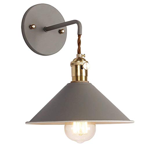 Wall Sconce Lamps Lighting Fixture with on Off Switch,Gray Macaron wall lamp E26 Edison Copper lamp Holder with Frosted Paint Body Bedside Bathroom Vanity Lights - color: Gray