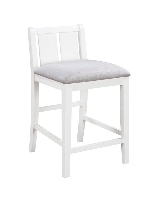 Lilola Home Graham 3-Piece White Finish Small Space Counter Height Dining Set with USB Charging Ports, Storage Shelves, and 2 Cream Upholstered Chairs — Compact Dining Furniture for Apartments - color: White