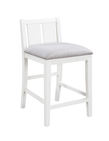 Lilola Home Graham 3-Piece White Finish Small Space Counter Height Dining Set with USB Charging Ports, Storage Shelves, and 2 Cream Upholstered Chairs — Compact Dining Furniture for Apartments - color: White