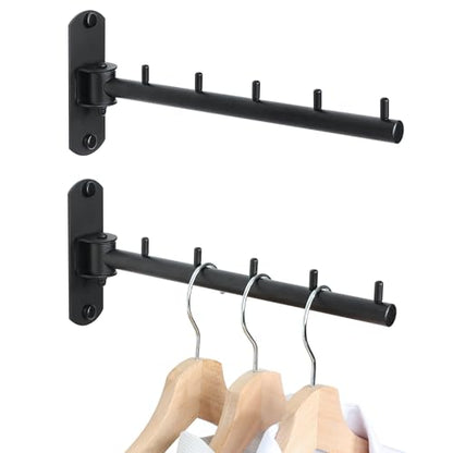 Mooche Swing Clothes Hanger Rack, Garment Racks 9.45" Long, Black-2Pack | 180°Rotation Laundry Drying Rack 304 Stainless Steel Space Saving Wall Mounted for Laundry Room Bedroom Balcony - color: Black, size: 2 Pack