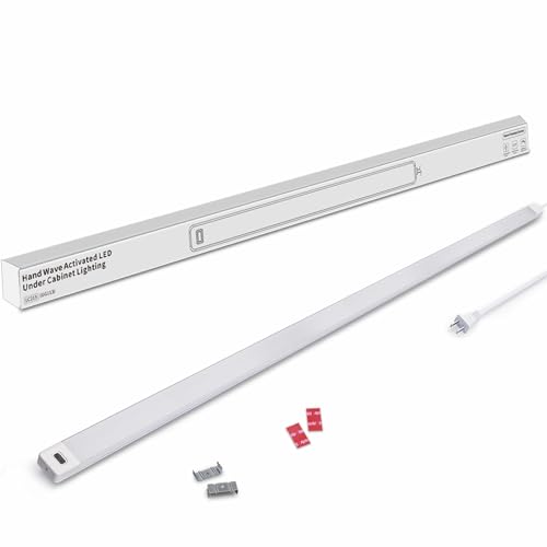 MYPLUS 36 Inch Under Cabinet Lights with Hand Wave 4000K Plug in Kitchen | Hand Wave Sensor,Dimmable,CRI>90,110V,750 Lumen,10W,Bright Counter,Shelf,Above the Sink - color: 4000K-Natural White, size: 36inch-1Pack
