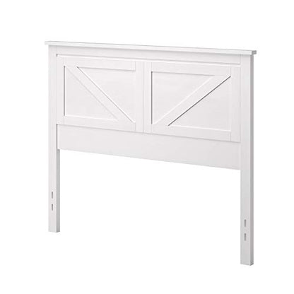 Farmhouse Style Wood Panel Headboard in Gloss White - Full Size - color: Gloss White, size: Full