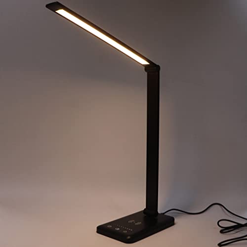 LED Desk Lamp with 5- Dimmable Brightness, Foldable Arm & Built-in 5W USB Charging Port – Compatible with Study, Office and Home Use