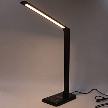 LED Desk Lamp with 5- Dimmable Brightness, Foldable Arm & Built-in 5W USB Charging Port – Compatible with Study, Office and Home Use