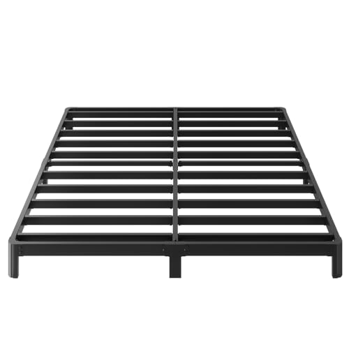 Yicensen 6 Inch Full Bed Frame Low Profile No Box Spring Needed, Heavy Duty Full Size Metal Platform Bed Frame with Rounded Corner Legs, Easy Assembly, Noise Free, Black - size: Full, style: 6 Inch