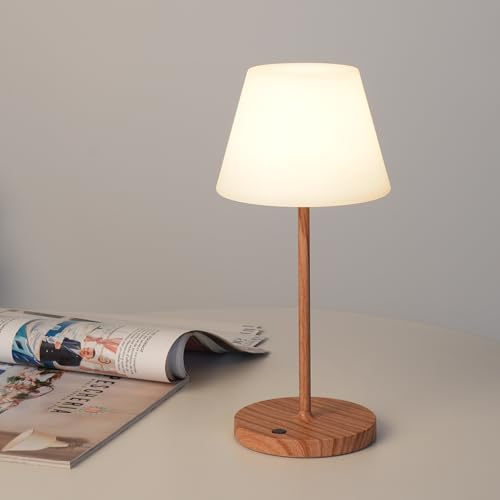 WEILAILUX Small Outdoor Table Lamp, Shower Lamp Waterproof (Mini Wood) | Original Design, Cordless Rechargeable, Lightweight, Touch Dimming, 3000mAh Battery 8-72 Hours, 2700K, IP44, Indoor & Outdoor - color: Mini Wood Grain, size: Mini