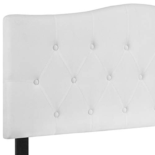 EMMA + OLIVER Tufted Upholstered Full Size Headboard in White Fabric - color: White, size: Full