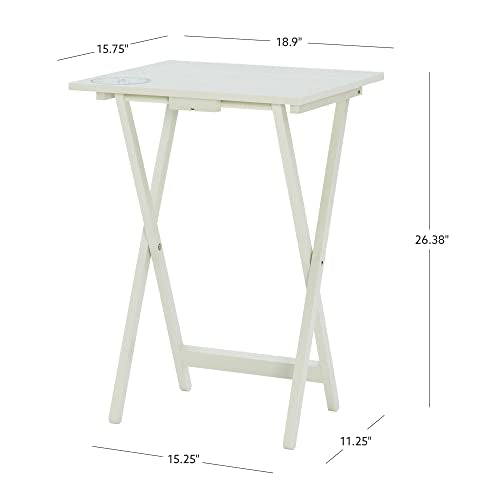 Linon Home Décor Atlas Compass Set Tray Table, Gray - color: Light Gray