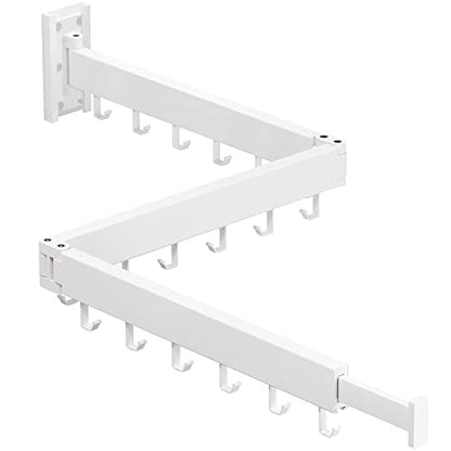 Clothes Drying Rack,Laundry Drying rack,Wall Mounted Clothes Rack,Clothes Hanging Rack,Laundry Rack Wall Mount,Folding Retractable Collapsible Drying Rack Clothing (Three-Poles,J Hooks,White) - size: White/J-Shape Hooks