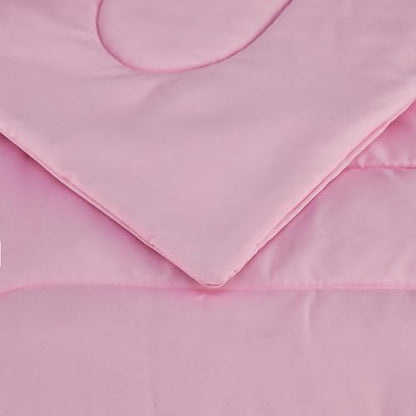 Amazon Basics 7-Piece Soft Microfiber Kid's Bed-in-a-Bag Bedding Set, Full/Queen, Pink, Solid - color: Pink, size: Full/Queen