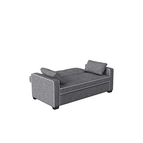 Serta Ainsley 72.6" Convertible Sleeper Sofa, Queen Size, Dreamcoil Comfort, Soft Woven Fabric, Charcoal - color: Charcoal, size: Queen Sofa