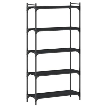 5-Tier Industrial Bookcase Black 11.8x31.5x60.6 in Engineered Wood & Metal Frame Adjustable Shelves Matte Finish Small Bookshelf for Living Room Bedroom Office - color: Black, size: 5-Tier