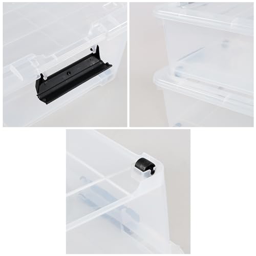 4 Packs 20 Quart Plastic Under Bed Storage Container with Wheels | Stackable and Nestable Organizer Bins, Flat Storage Box with Lids - size: 20 Quart