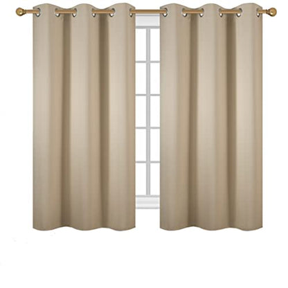 Diraysid Beige Grommet Blackout Curtains for Bedroom Thermal Insulated Room Darkening Curtains Drapes, 42 x 63 inch, 2 Panels - color: Beige, size: 42"W x 63"L (Pack of 2)