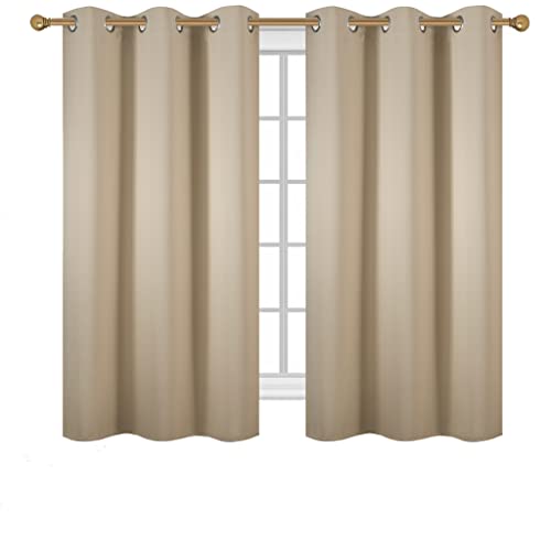 Diraysid Beige Grommet Blackout Curtains for Bedroom Thermal Insulated Room Darkening Curtains Drapes, 42 x 63 inch, 2 Panels - color: Beige, size: 42"W x 63"L (Pack of 2)