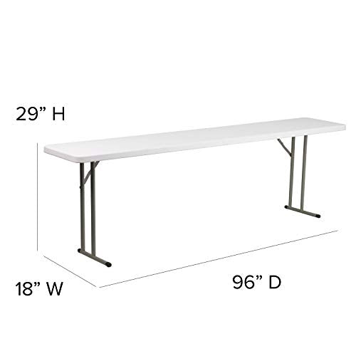 EMMA + OLIVER 8-Foot Granite White Plastic Folding Training Table | Lightweight, Easy Storage, Training and Seminar Table