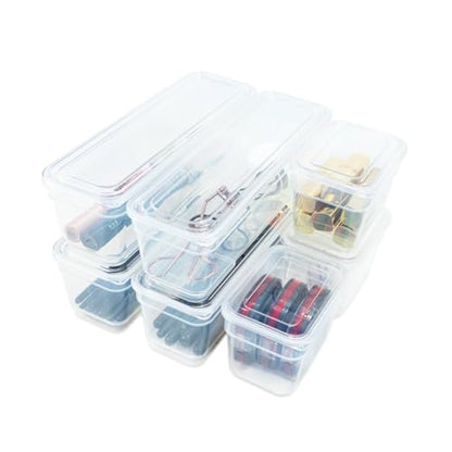 AB Designs 8-Pack Storage Bins with Lids, 4 Long and 4 Small, Clear - size: 4 Long & 4 Small