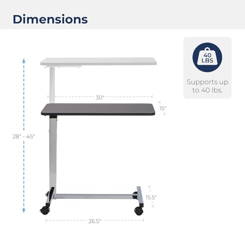 Drive Medical 13003 Non Tilt Top Overbed Table with Wheels, Chrome | Overbed Table with Wheels Features Non Tilt Chrome Top for Home and Hospital Use and Easy Daily Cleaning - color: Chrome
