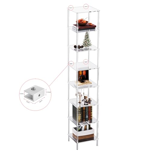 Acrylic Bookshelf, Small Bookcase, Standing Freestanding Corner Storage Shelves Display Shelf for Living Room, Bedroom (Clear, 8 Tier) - size: 8 Tier