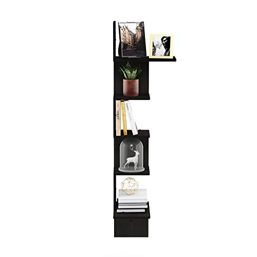 Furinno Rossi Wall Mounted Shelves, 5-Tier Rectangle, Espresso/Black - color: Espresso/Black