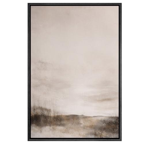 SIGNWIN Framed Canvas Print Wall Art Minimalist Neutral Landscape Abstract Misty Field and Horizon Illustrations Modern Art Minimal Multicolor for Living Room, Bedroom, Office - 16"x24" BLACK - color: B07-2603-EDW01, size: 24"L x 16"W