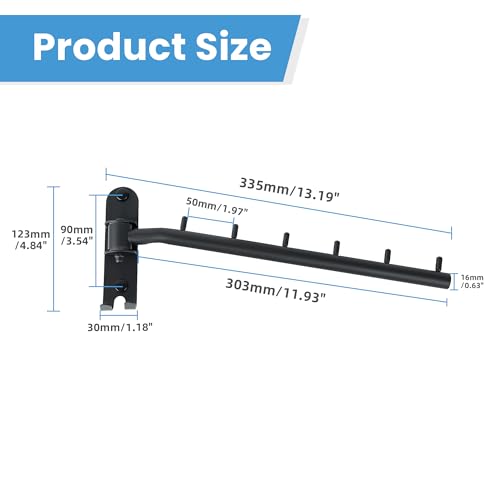 Mooche Swing Clothes Hanger Rack, Garment Racks 11.93" Long, Balck | 180°Rotation Laundry Drying Rack 304 Stainless Steel Space Saving Wall Mounted for Laundry Room Bedroom Balcony - color: Black, size: 1 Pack (6 Hooks)