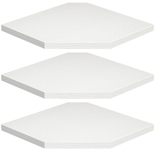 Fun Memories Corner Shelf Wall Mount, Floating Corner Shelves, Set of 3 Corner Wall Shelf Organizer, Rustic Wood Wall Storage Display Shelves for Living Room Bedroom Bathroom Kitchen, Rustic White - color: White, size: 7" x 7", Set of 3