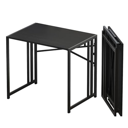 Lutown-Teen Folding Computer Desk 32 inch, Black | Small Folding Desk for Writing & Gaming, Small Space Office Desk, No Assembly Required - color: Black, size: 32 Inch