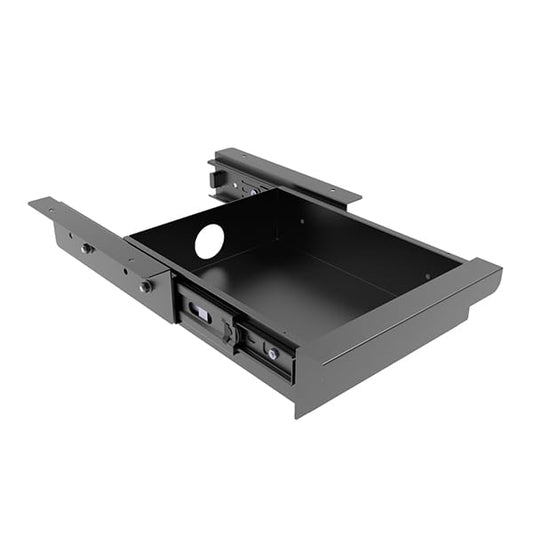 Under Desk Mounted Sliding Pull-out Drawer for Office Desk | Table Storage Organizer for Sit Stand Workstation- W 9.8" x D 9.8" x 2.5", Metal, Black (Small) - size: 1TierSmall