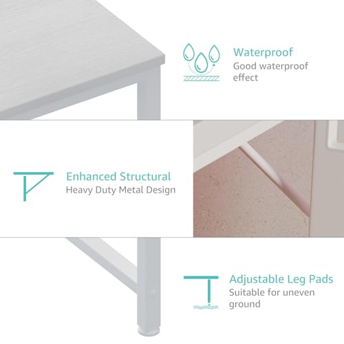 Lufeiya White Computer Desk with Power Outlet, 47 inch Teen Study Table Home Office Work Writing Gaming Desks with Charging Station Outlets Built in, White - color: White, size: 47.2"