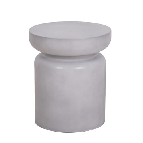 Afterglow Outdoor Round Side Table, 14.6" Modern Accent End Table, Decorative Garden Stools Tables for Living Room Bedroom Sofa Couch Small Space Patio Decor, Grey - color: Grey Concrete-look