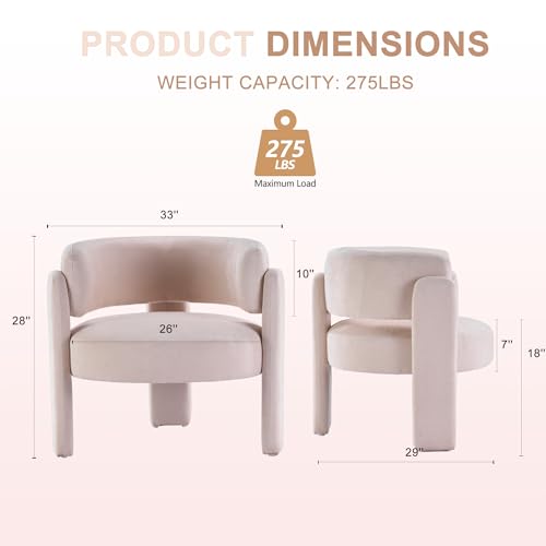 Modern Accent Barrel Chair,Mid Century Single Armchair with Curved Backrest Upholstered Side Reading Chair with 3 Legs Comfy Sherpa Chair for Bedroom Home Office Living Room (White, Set of 1) - color: White, size: Set of 1