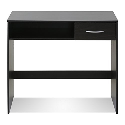 FURINNO JAYA Computer Study Desk with Drawer, Brown | Lower Shelf, Rectangular Computer Study Desk, Office Desk for Home Office, Bedroom - color: Espresso, size: With Drawer, 32.2 in. x 15.5 in.
