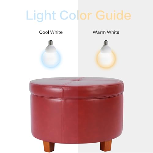 HomePop Round Leatherette Storage Ottoman with Lid, Cinnamon Red Large - color: Cinnamon Red