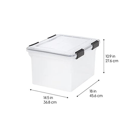 IRIS USA WeatherPro File Box Organizer, Letter/Legal, 32 Qt. Clear | Protect files and paperwork with a durable design featuring secure closure and convenient organization - style: WeatherPro - 1 Pack
