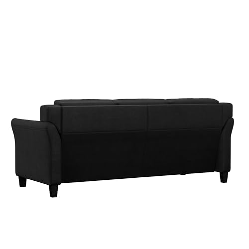 Studio Living Harrington 80.3" Sofa, Transitional Modern, Pocket Coil Comfort, Easy Assembly, Microfiber Fabric, Black - color: Black, size: Sofa