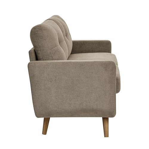 67" Khaki Loveseat Sofa, Mid Century Modern Love Seat Sofas and Comfy Couches for Living Room, Button Tufted Small Cloud Couch for Bedroom Office Apartment Small Space, Easy Assembly (Khaki) - color: Khaki