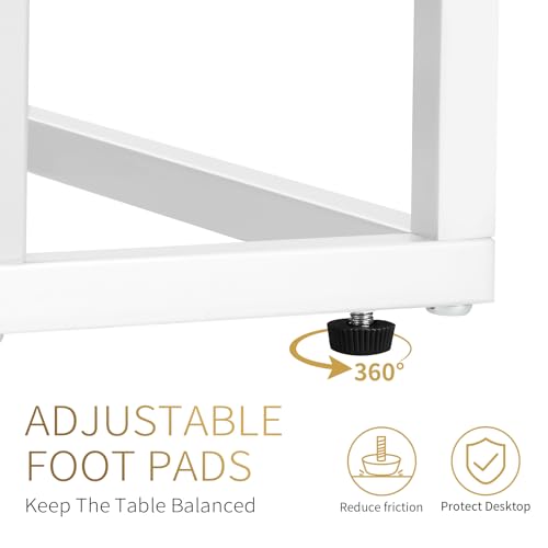 Possile C Shaped End Table Set of 2 for Sofa and Bed, Slide Under Couch Tables, Side Table With Faux Marble Top, Small Under Table Tray for Living Room, Bedroom, White - color: White