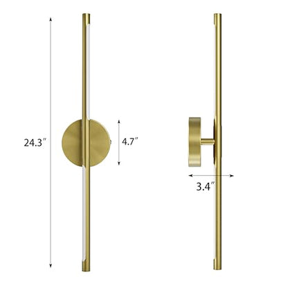 24" Battery Operated Wall Sconce Set of 2, 350° Rotating Lamp, Gold | Wireless, 8000mAh Rechargeable Battery, Stepless Dimming, 3000K-6000K, Remote & Touch Control, Timer, Living Room, Bedroom - color: Gold, size: 24 Inch (2 Pack)