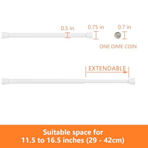 KXLife Small Spring Tension Curtain Rod 11.5 to 16.5 Inch, 6 Pack, White | Adjustable Short Tension Rod, Tension Mounted No Drill, Fit for Window, Doors, RV - color: White-6 Pcs, size: 11.5-16.5 Inch