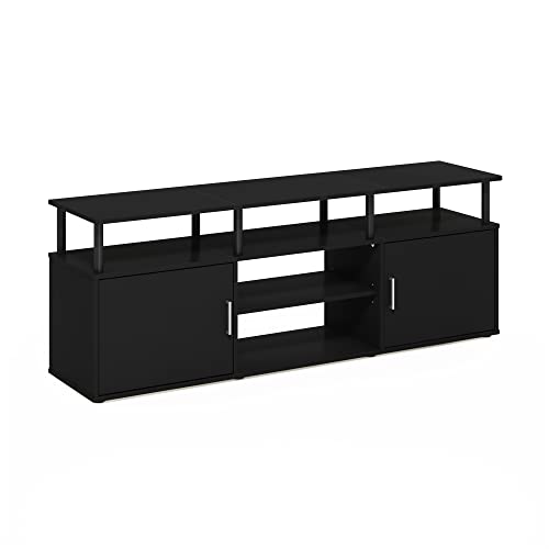 Furinno Jensen Entertainment Center Stand for TV up to 70 Inch, Plastic Pole, Americano/Black - color: Americano/Black