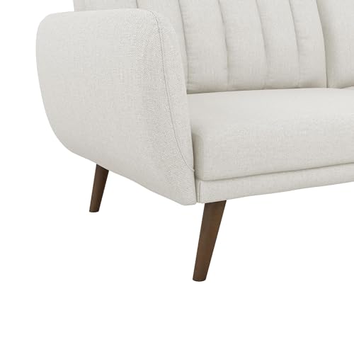 Novogratz Brittany 82 Inch Futon Sofa Bed in Faux Leather, Upholstered Couch Sleeper with Tufted Back, Mid-Century Modern Design, Light Gray - color: Light Gray