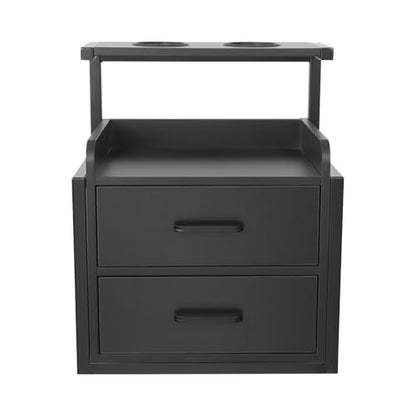 Suspended Salon Station for Hair Stylist, Wall Mounted Styling Salon Station Storage Cabinet w/2*Drawers &Hair Dryer Stand,Floating Nightstand Stylist Storage Cabinet for Home (Black)