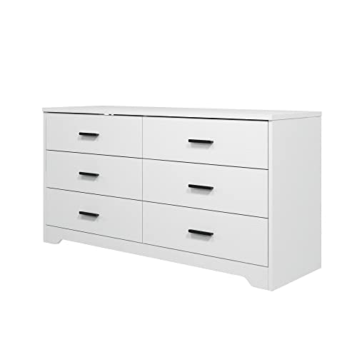 Panana Wooden 5/6 Drawer Dresser, Wide Modern Chest of Drawers, Organizer with Storage Drawers for Living Room Bedroom Hallway Closet (White, 6 Drawers) - color: White