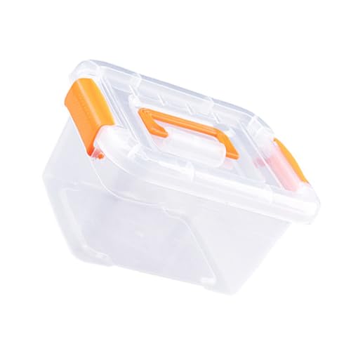 Clear Plastic Storage Box with Secure Lid, Stackable Portable Storage Bin for Home Organization, Heavy Duty Transparent Tote for Closet Garage Shelf (Small)