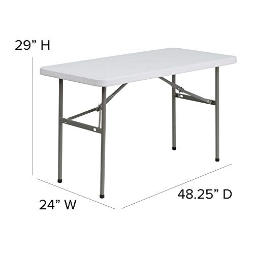 Flash Furniture 4-Foot Granite White Plastic Folding Table - color: Granite White, size: 4 feet